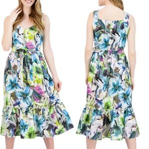 Donna Ricco watercolor floral summer dress Sz 2.